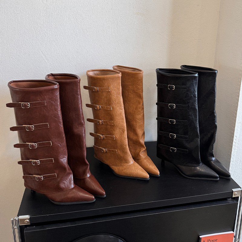 Leather Classic Strap - Novas Botas de Bico Fino para