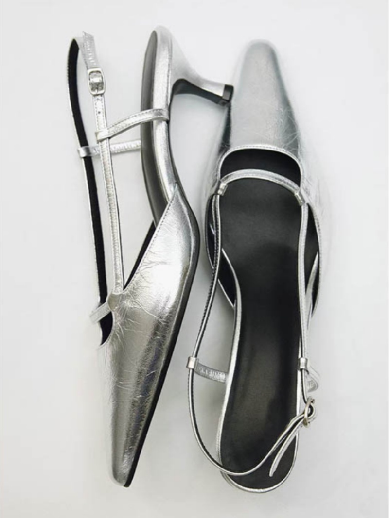 Slingback feminino apontou toe - Leather Classic Strap avaliação e preço